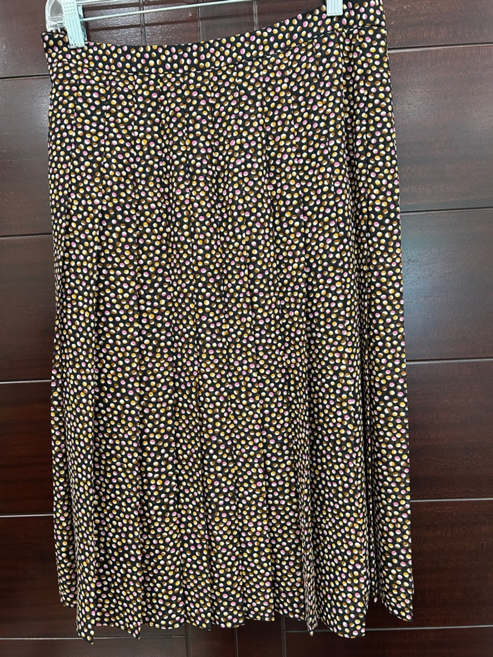 Ann Taylor Black A-Line Skirt with Pink and Cream Polka Dots